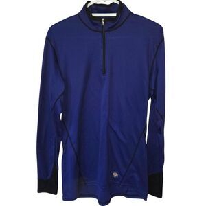 Mountain Hardwear Blue Quarter-Zip Midweight Base Layer Pullover. Sz. L